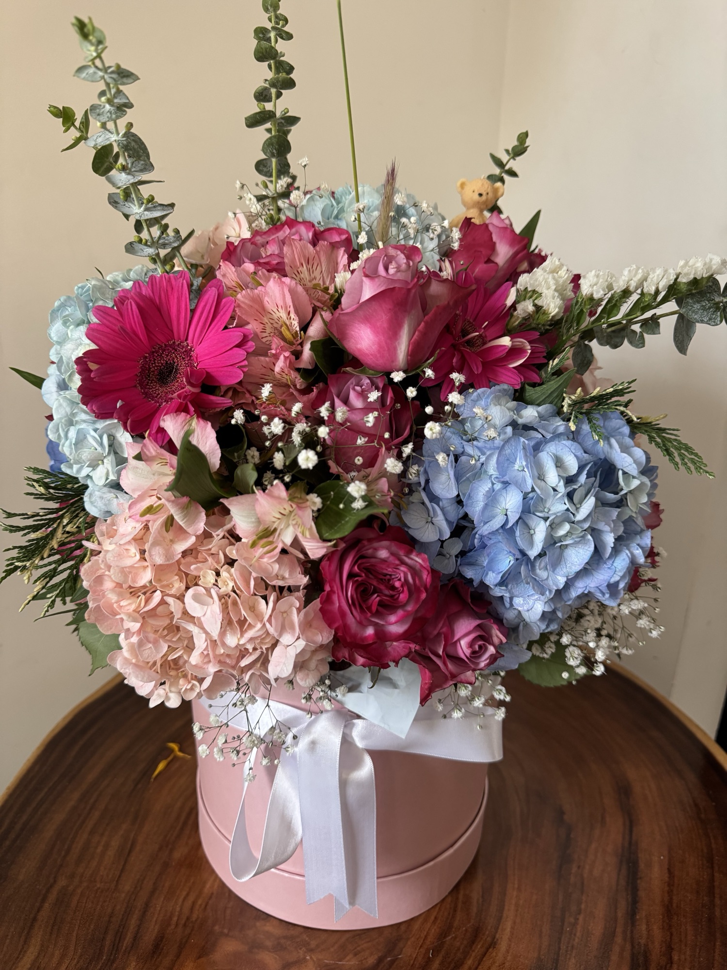 Bouquet Florable — paleta Rosa y azul